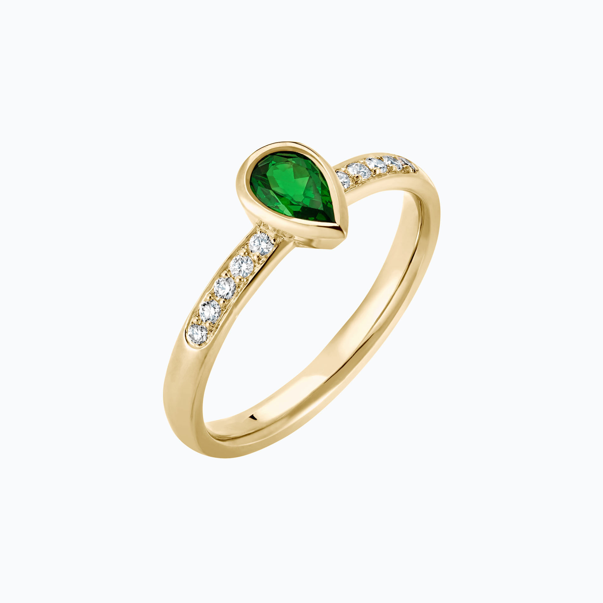 Solitaire Pavé Svadha Tsavorite 6 x 4 mm