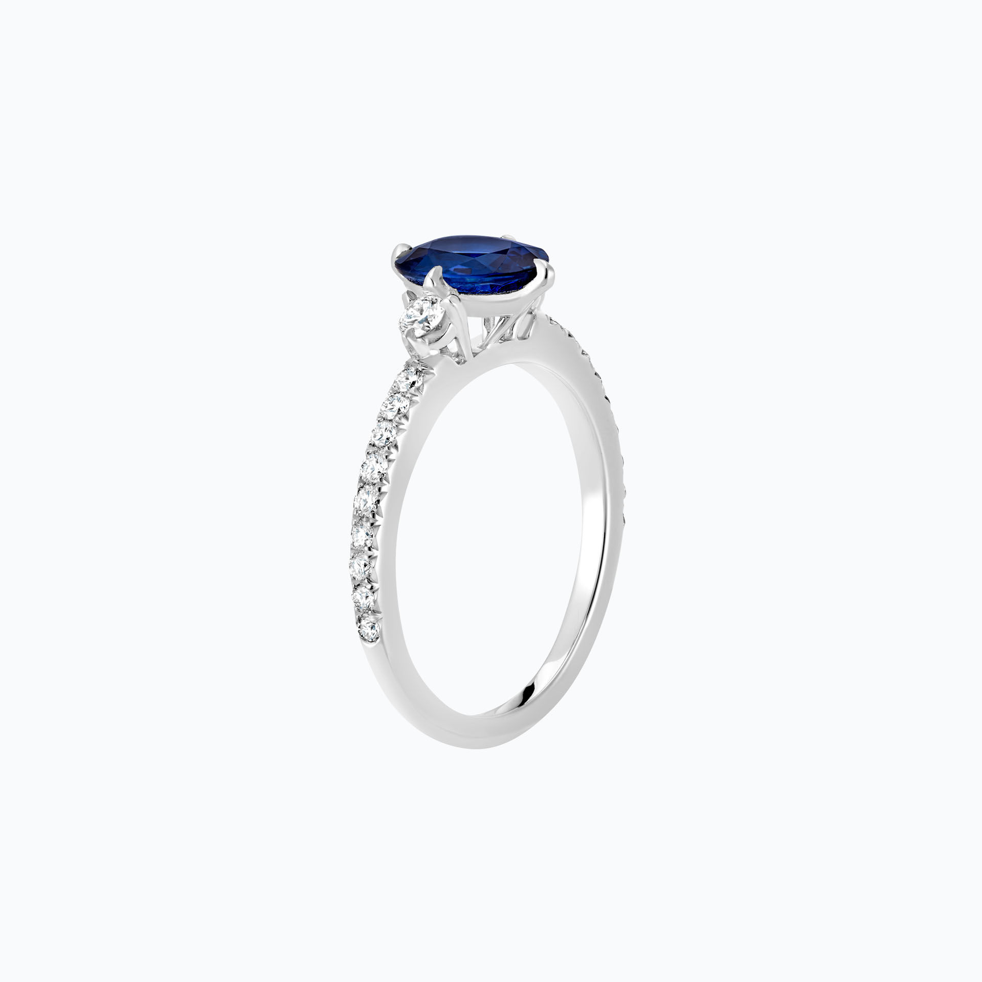 Solitaire Pavé Aïko Saphir 8 x 6 mm