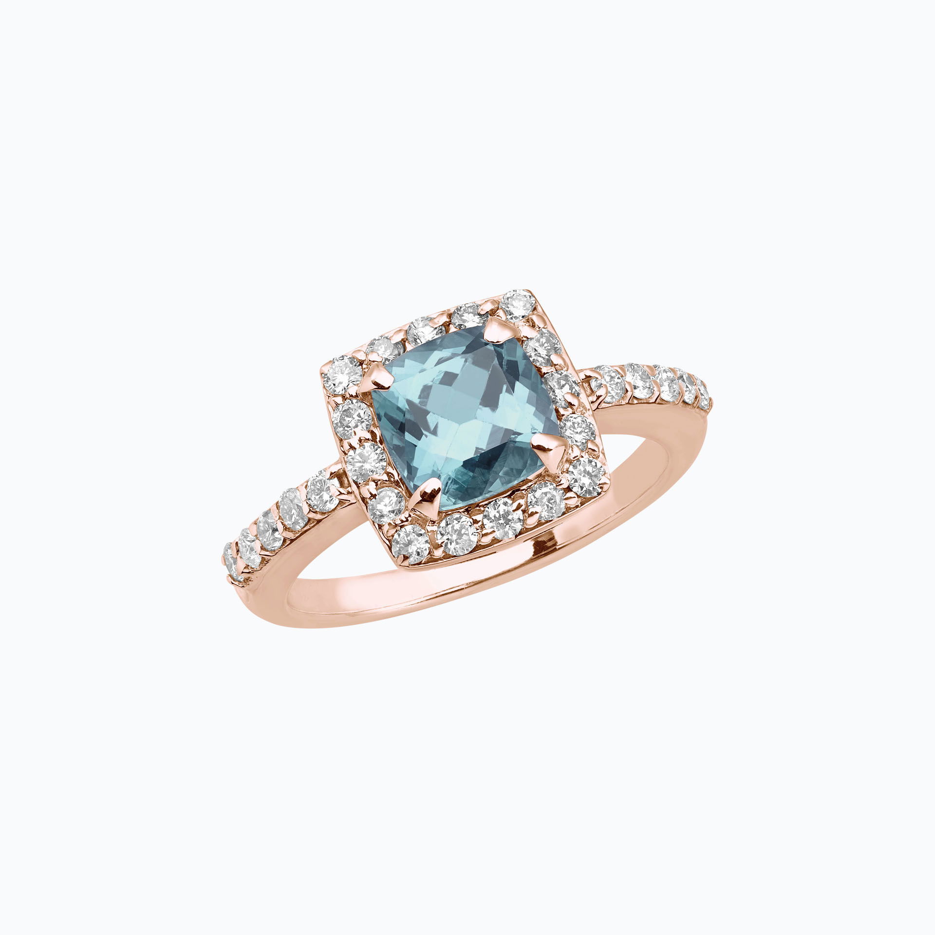 Solitaire Pavé Lys Aigue-marine