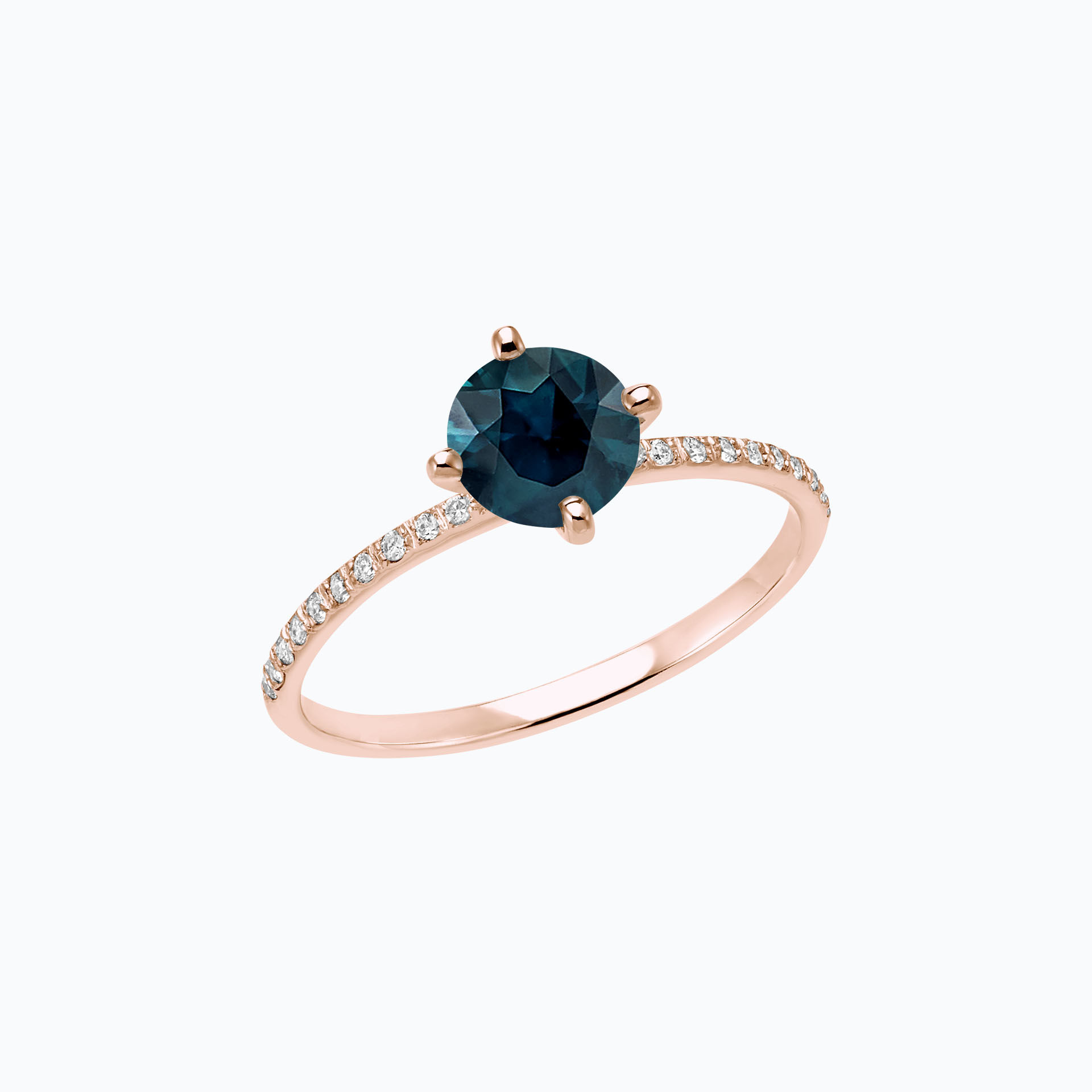 Solitaire Pavé Alva Topaze Blue London 6 mm