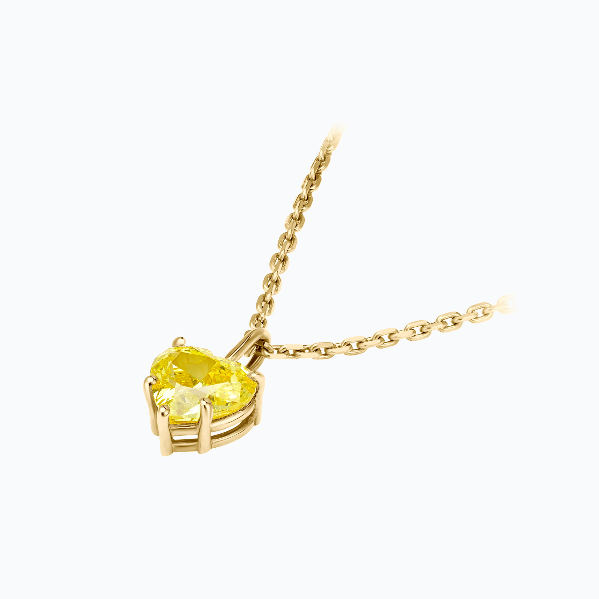 Pendentif Coeur Diamant Jaune de Synthèse