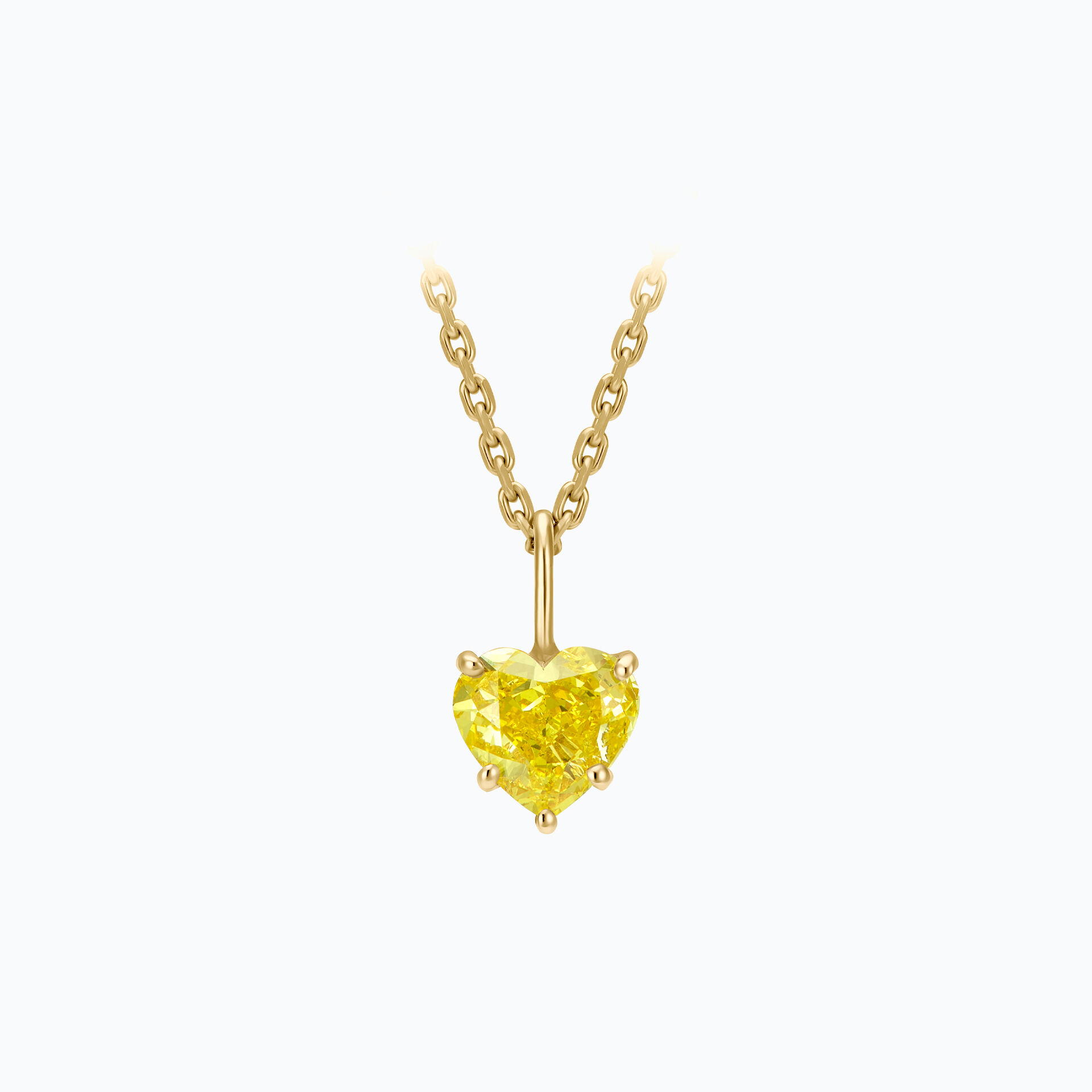 Pendentif Coeur Diamant Jaune de Synthèse