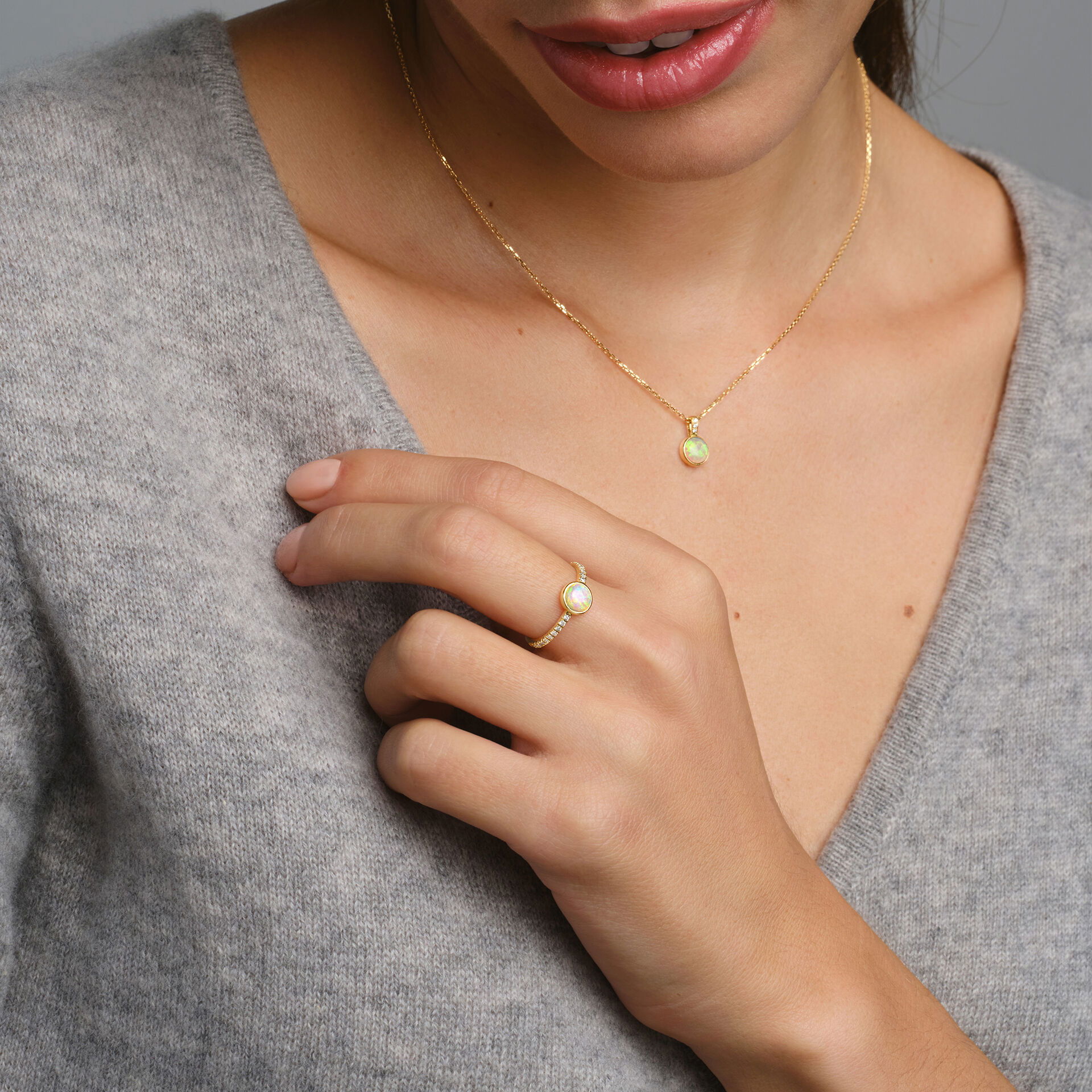 Solitaire Pavé Hera Opale