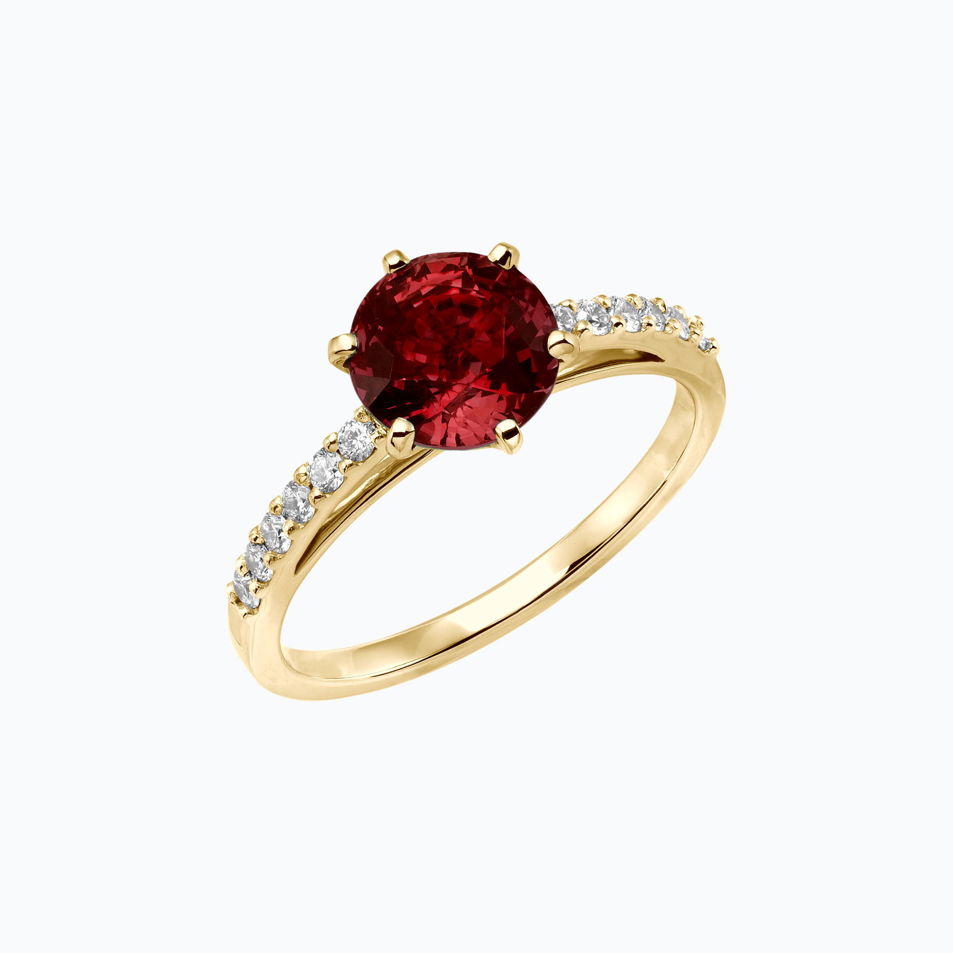 Solitaire Pavé Camille Rubis 6 mm